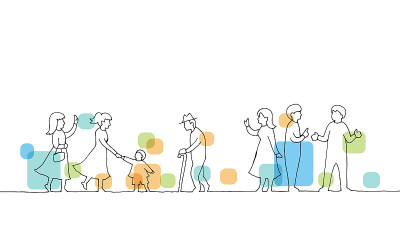 人们步行插图