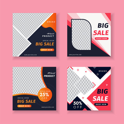 Set of promotion square banners template