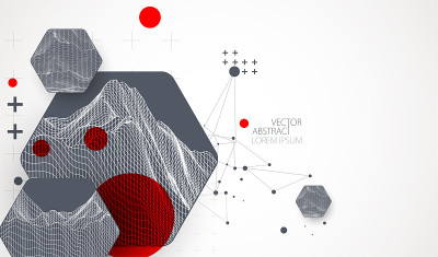 现代科学或技术使用六角形抽象背景。线框斑点表面插图。向量。