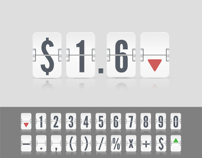 Flip number and symbol scoreboard. Stock exchange 