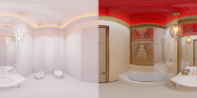 3d插图360度全景浴室室内设计
