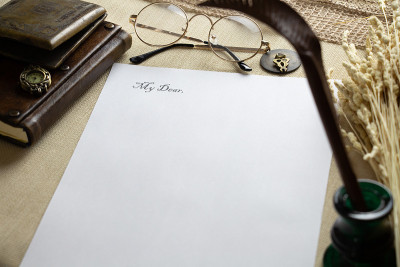 old style letter to lover. vintage letter. write a