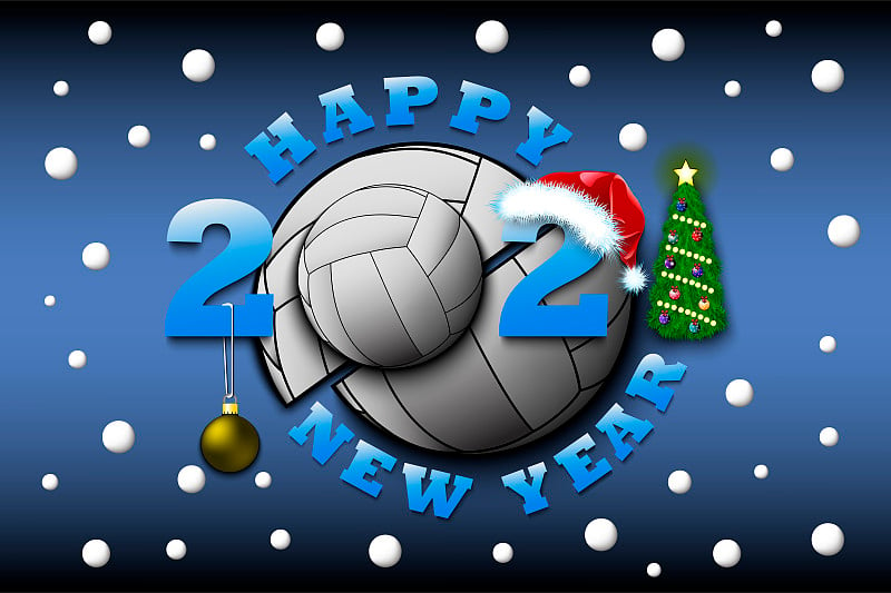 Happy new year 2021 and volleyball ball