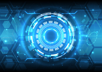 Futuristic Sci-Fi glowing HUD circle element. Abst