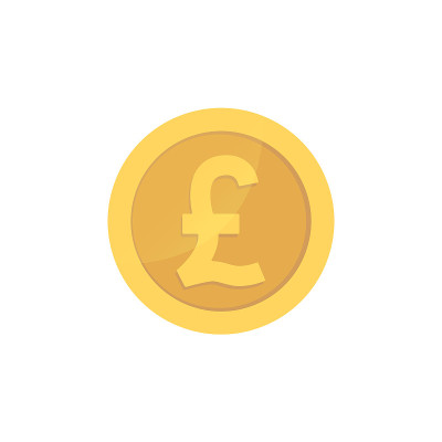 黄金光泽的英镑硬币。黄金象形文字英镑闪亮硬币。