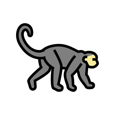 动物园里的猴子动物彩色图标矢量插图