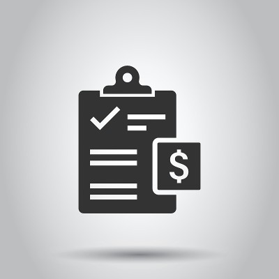 Document checklist icon in flat style. Report vect