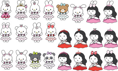 vector cartoon prince rabbit set