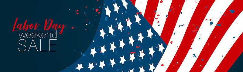 Labor Day weekend sale banner. United States natio