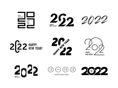 一套2022年的标志文字设计。向量优雅的现代极简文本与黑色数字。2022号设计模板。概念设计。大量的