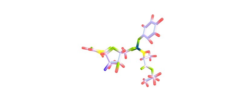 Sofosbuvir分子结构孤立于白色