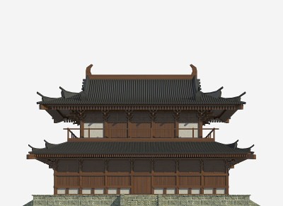 日本建筑孤立在白色背景的3d插图