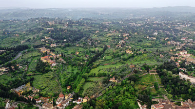 Aerial view of Tuscany landscape in Florence cente
