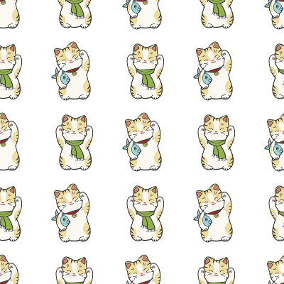 可爱的小猫无缝图案设计
