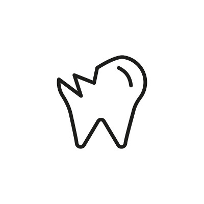 Damaged tooth line icon