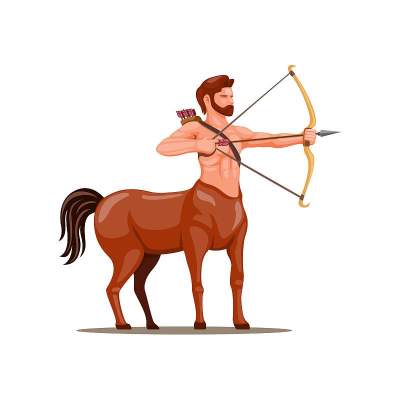 半人马弓箭手。神话生物符号为射手星座人物概念在卡通插图向量