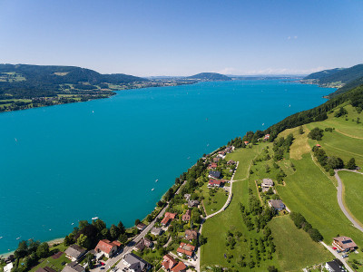 Attersee湖鸟瞰图，Attersee，上奥地利，奥地利