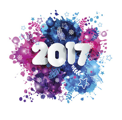 在多色手绘纸上签署2017