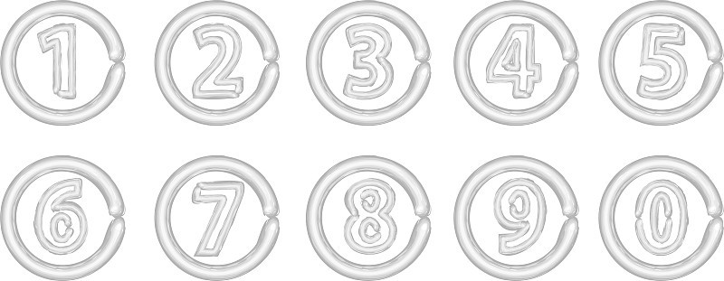 白色霓虹数字套装