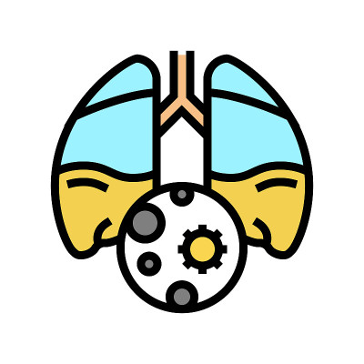 肺炎炎症颜色图标矢量插图