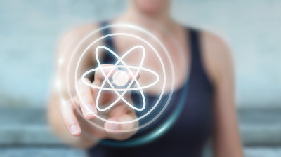 商人女人模糊的背景使用现代分子结构3D渲染