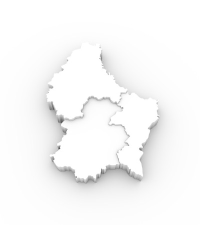 卢森堡地图3D白色与国家逐步和剪切路径