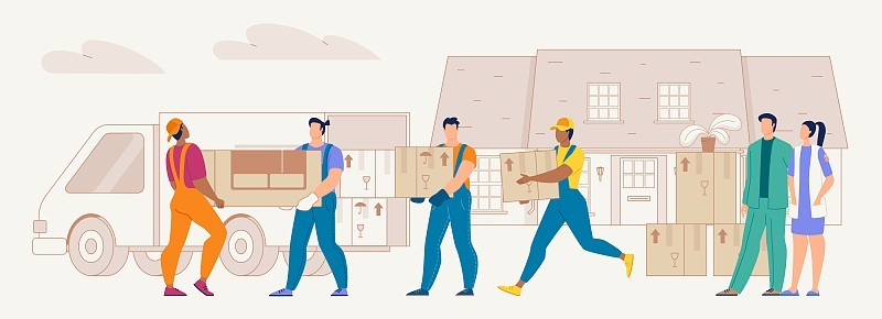 家庭搬迁服务工作者在工作矢量