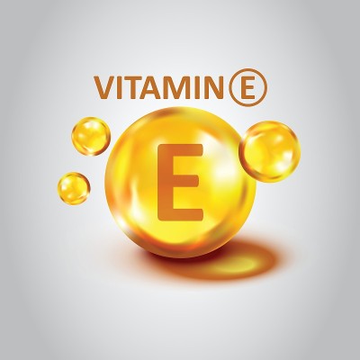 Vitamin E icon in flat style. Pill capsule vector 