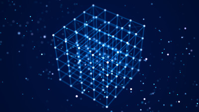 抽象背景与立方体。3 d渲染。用线和点来塑造技术。未来的概念。