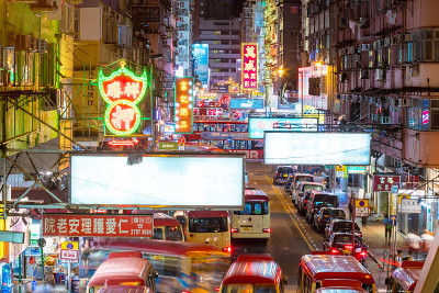 香港孟角地区的霓虹灯