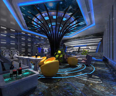 酒吧和夜总会的3d渲染