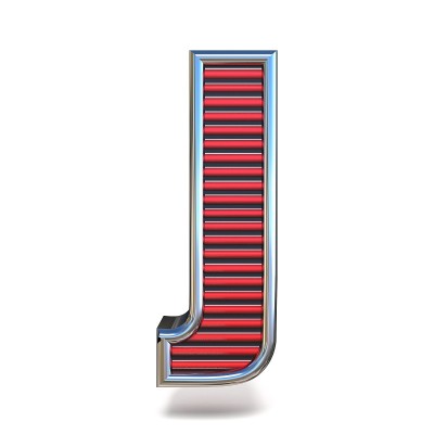 金属红线字体字母J 3D