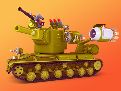 卡通超级坦克3D插图