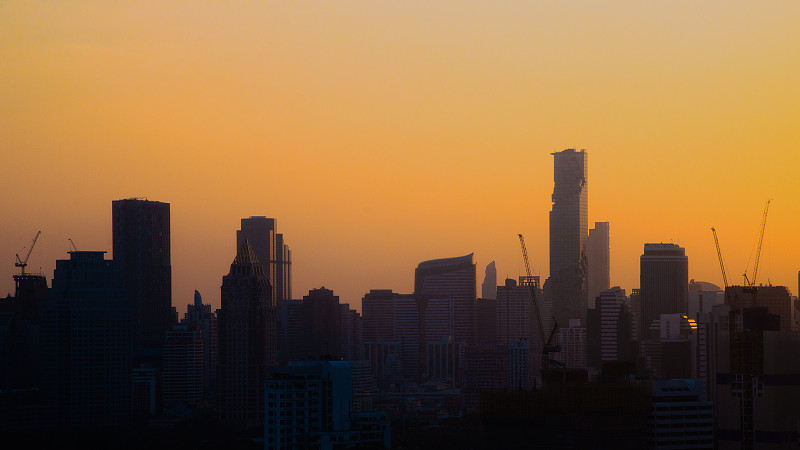 silhouette of skyscaraper in business capital area