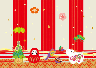 这是一张2021年的新年卡片。它有牛和好吃的东西