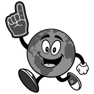 Earth Running with Foam Finger插图