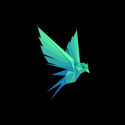 矢量插图鸟Pow梯度彩色风格。