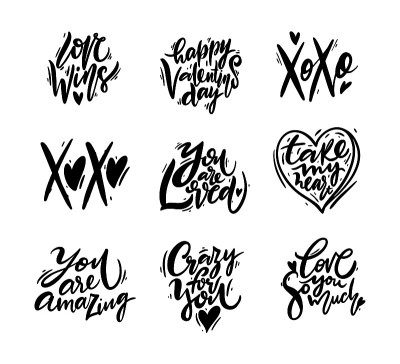Love quotes set. Hand drawn vector lettering. Love