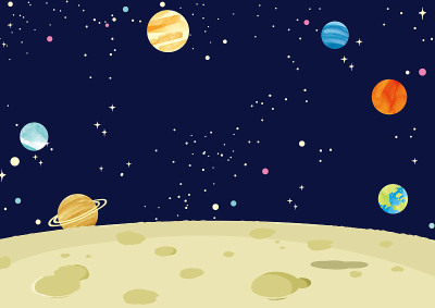 月亮和行星背景插图