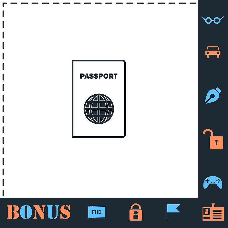 Passport line icon flat