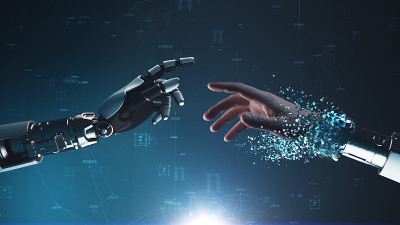 3D渲染机器人改变半机械人成为人类