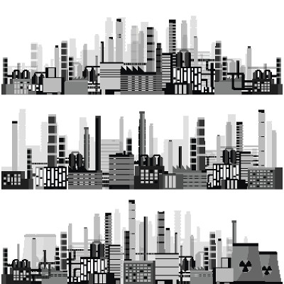 矢量插图。行业。电厂。工厂。工业剪影。工程、建筑