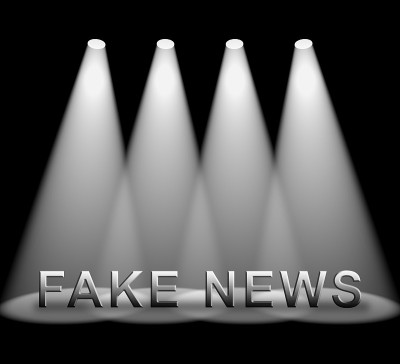 假新闻图标灯意味着虚假信息或虚假信息- 3d插图