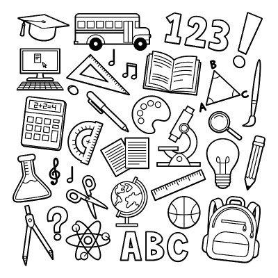 Set Of School Supplies Isolated