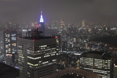 东京日本的天际线和摩天大楼，鸟瞰图，周围的新宿区。亚洲。