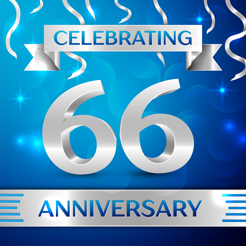 Sixty six 66 Years Anniversary Celebration Design.