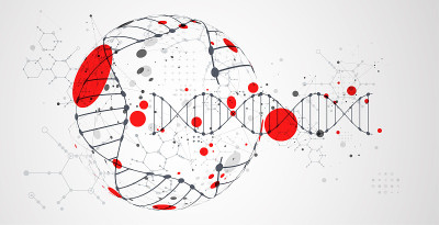 抽象未来主义背景的设计作品。
带有DNA分子的科学模板、墙纸或横幅。