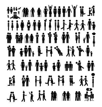 Set of People icons in flat style, vector illustra