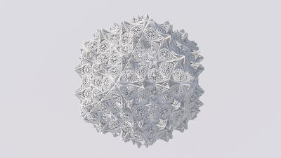 摘要网格分形数组。白色单色插图，3d渲染。
