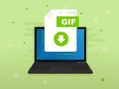 Download file with label on laptop screen. Downloa
